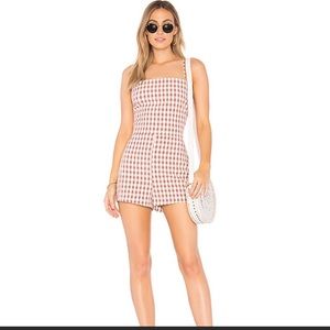 Privacy Please gingham feldspar romper w/open back
